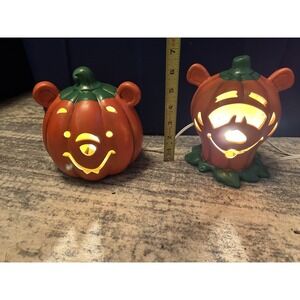 Disney's Pooh and Tigger Ceramic Halloween Jack-o-Lantern Light Up Pumpkins